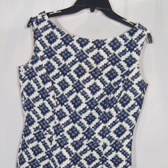 Hoss Intropia Blue White Geometric Print Sleeveless Dress Spanish Designer - Picture 5 of 5